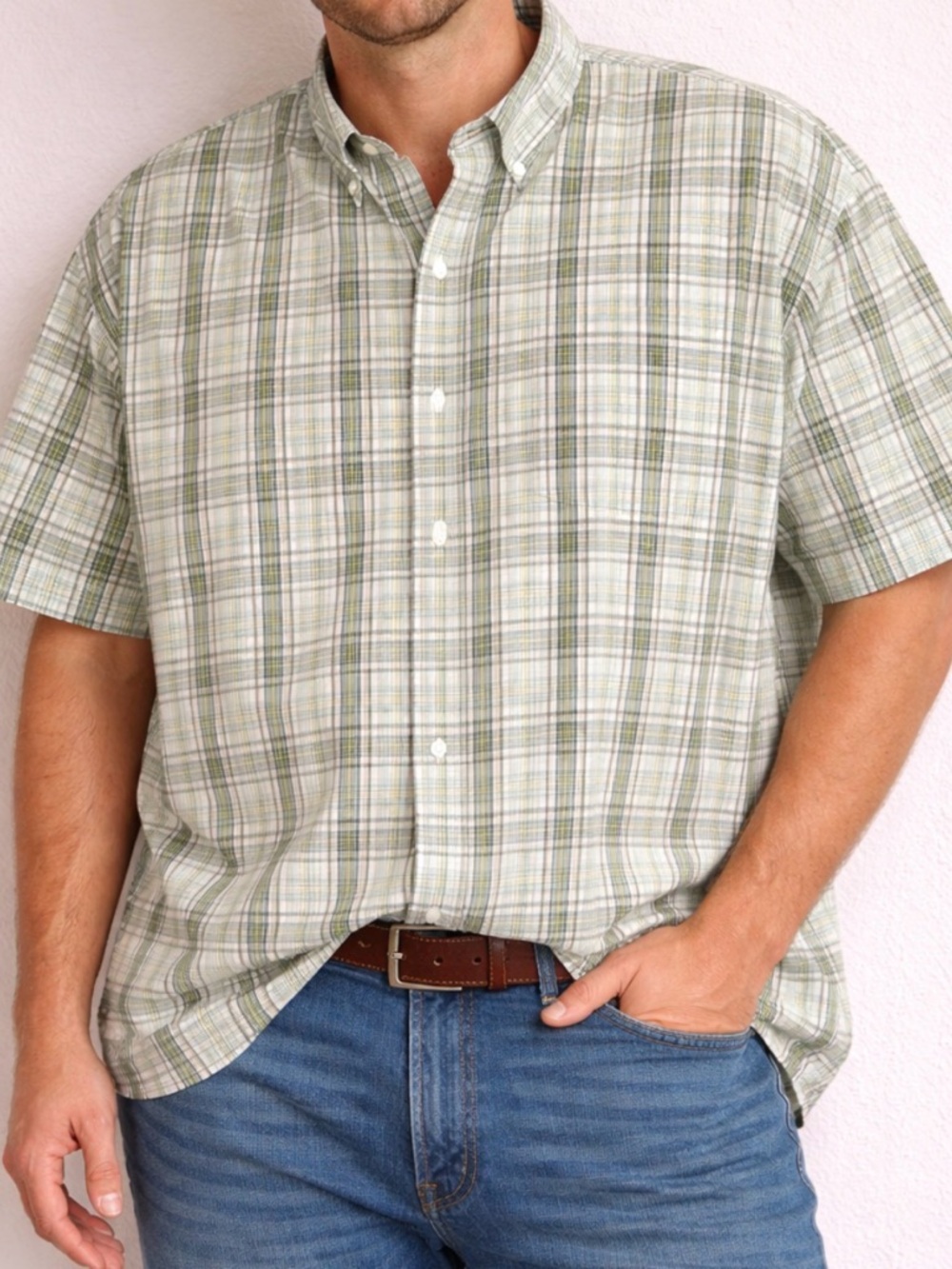 Carhartt force Light Plaid Short-Sleeve relaxed fit button down shirt 4XL
